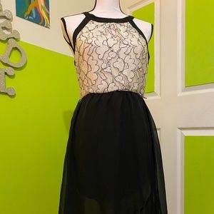 Black and White Lace Midi Dress